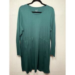 Pure Jill Dipped Hem Swing Dress, Emerald Green, Size Large